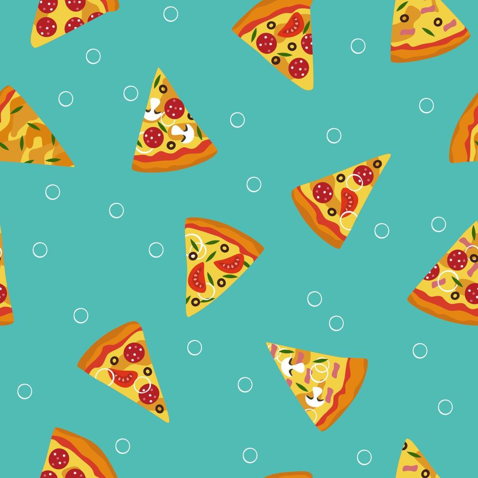 rebanadas de pizza patrón sin costuras ilustración vectorial vector