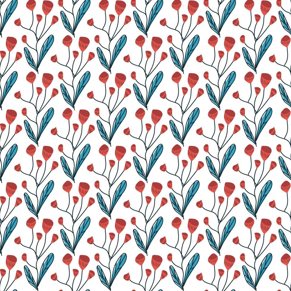 Flowers pattern scandinavian style. Texture with flowers and plants. Floral ornament. vector