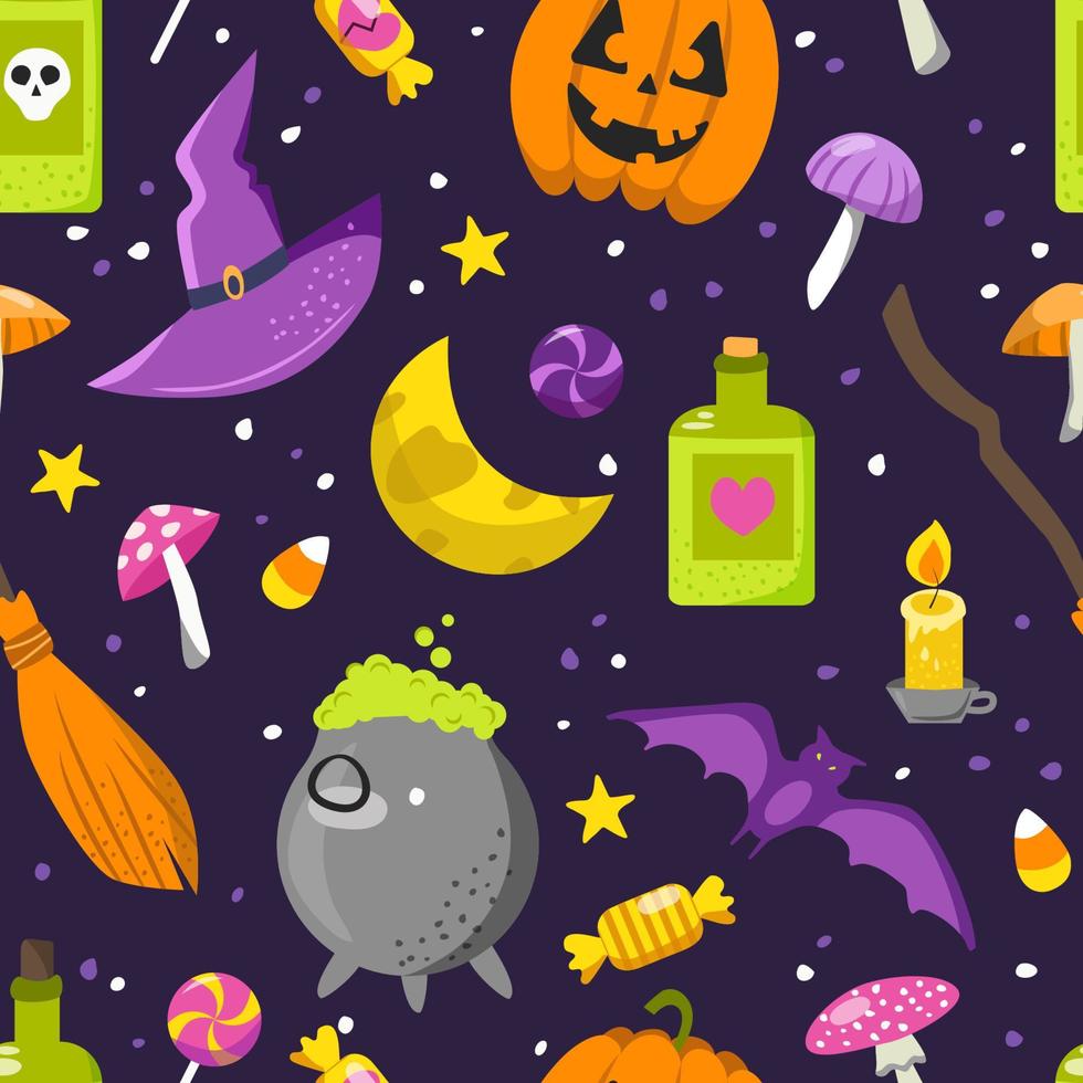 Seamless background for Halloween. Illustration in cartoon style. vector