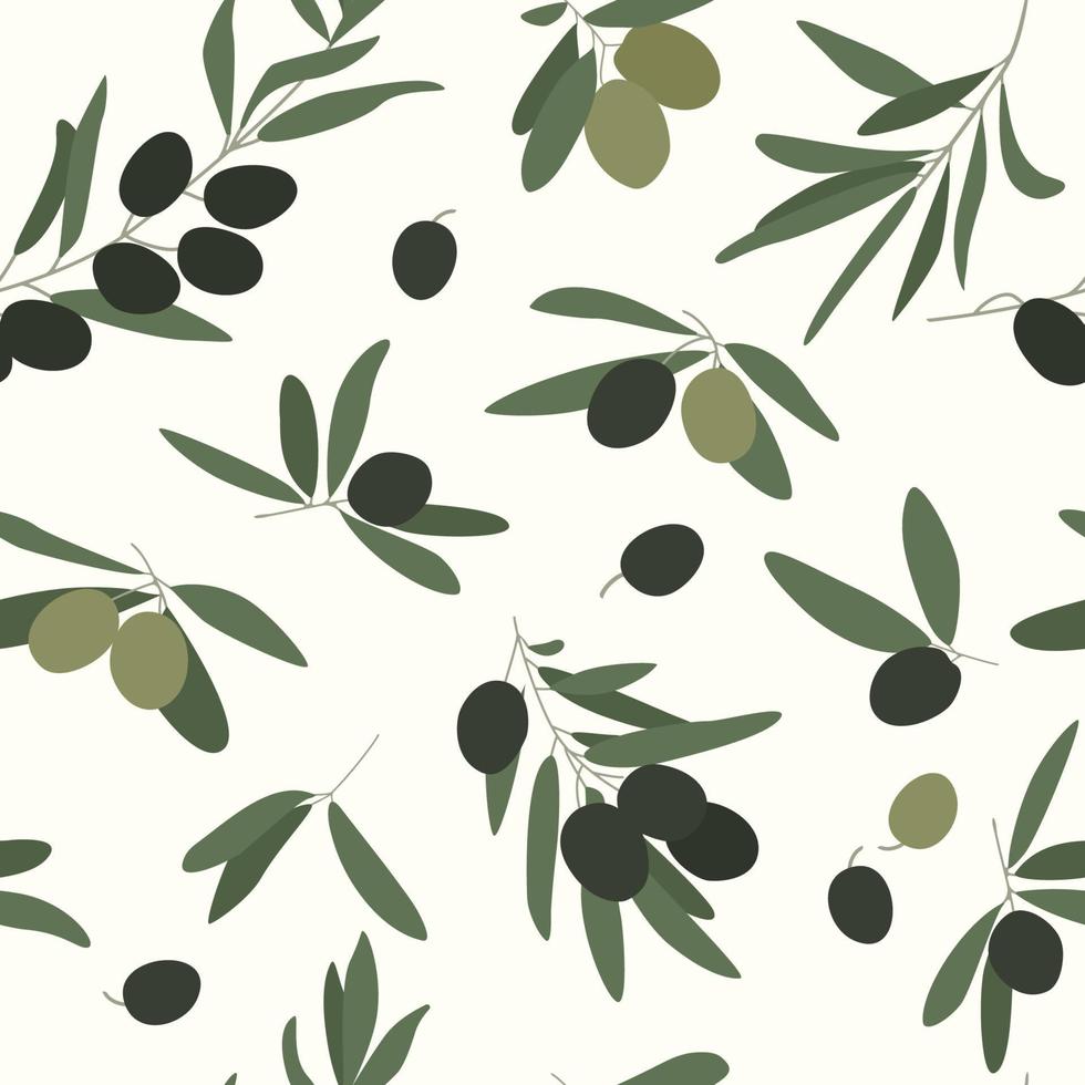 Abstract black and green olives. Seamless background. vector