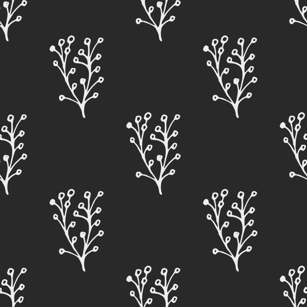 patrón floral transparente dibujado a mano. sencillo patrón en blanco y negro. garabato ilustración vectorial. vector