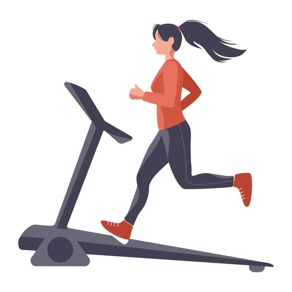 Girl on a treadmill. Vector illustration