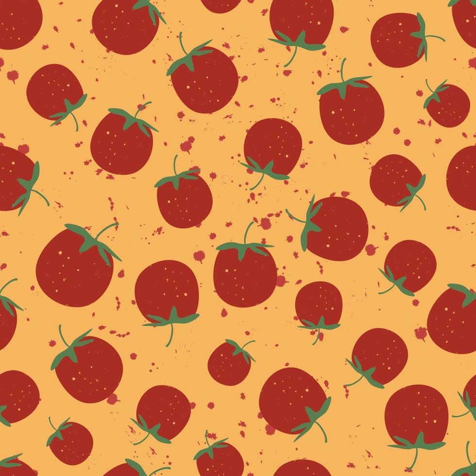 Vector tomatoes seamless pattern. Vegetable, healthy vegan food wallpaper.
