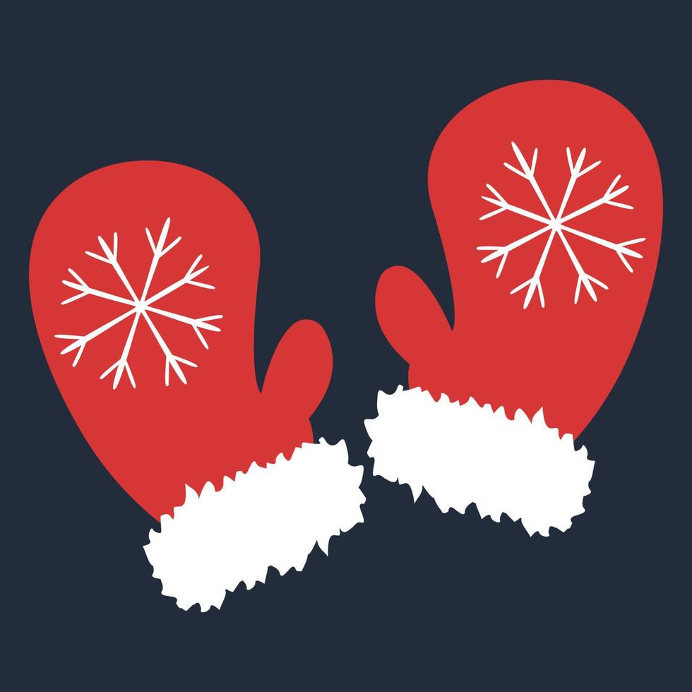 Santa's mittens. Vector element isolated on white background.