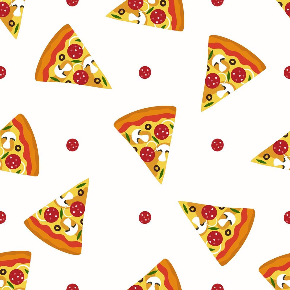 rebanadas de pizza patrón sin costuras ilustración vectorial vector