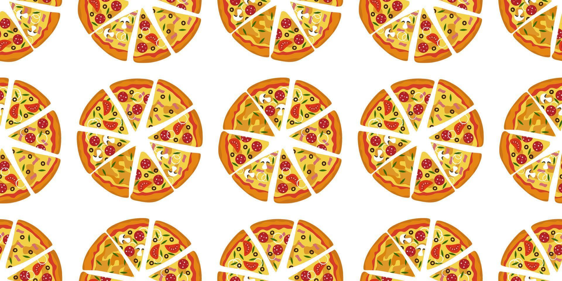 Pizza slices. Seamless pattern. Vector illustration