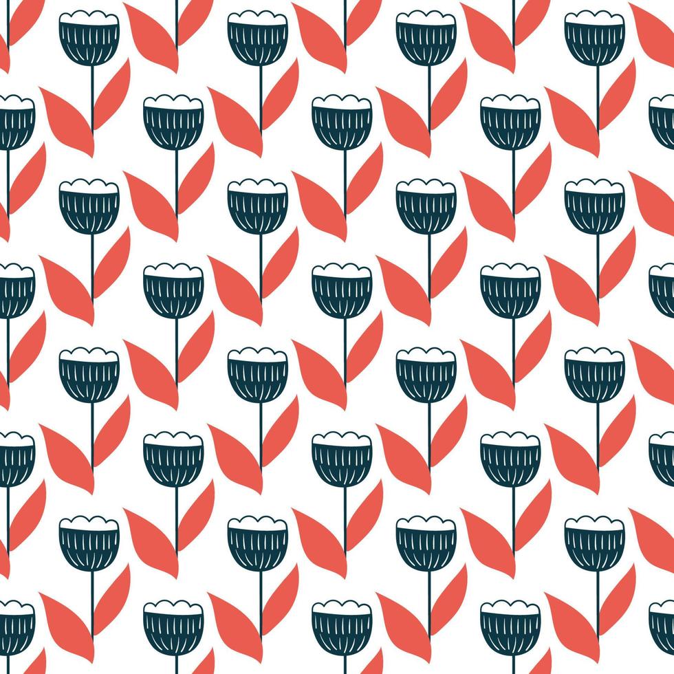 Flowers pattern scandinavian style. Texture with flowers and plants. Floral ornament. vector