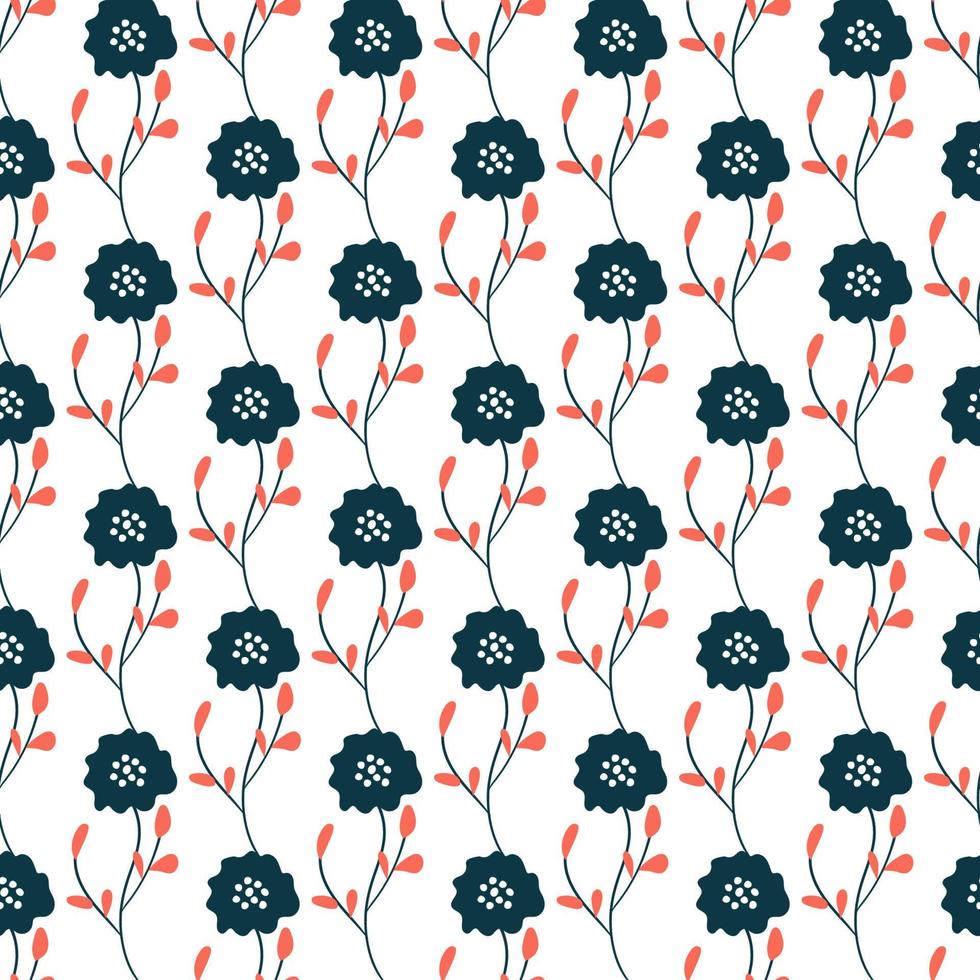 Flowers pattern scandinavian style. Texture with flowers and plants. Floral ornament. vector