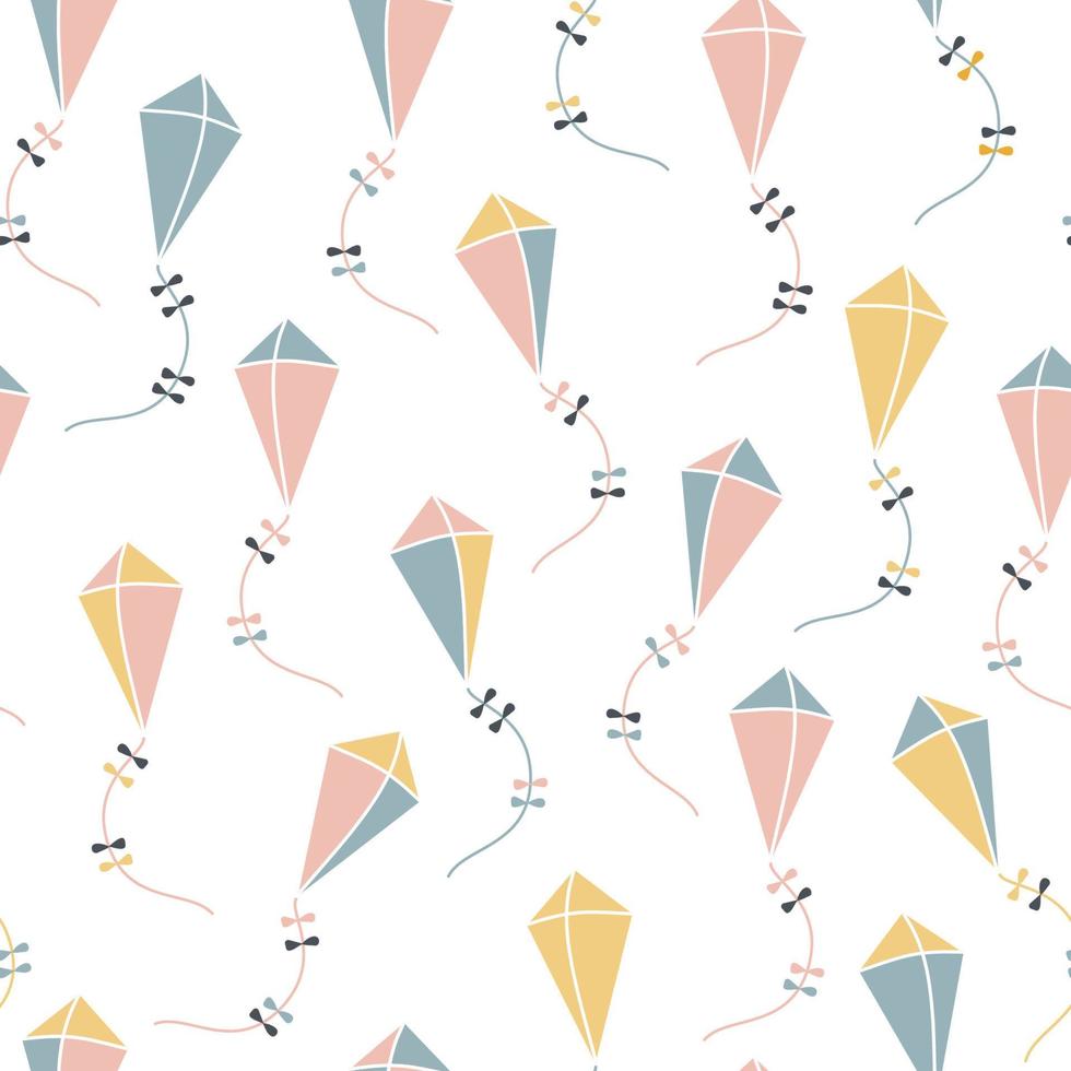 Kites. Seamless pattern in pastel colors. Cute textures for baby textiles, fabric design, wrapping, scrapbooking, wallpaper, etc. vector