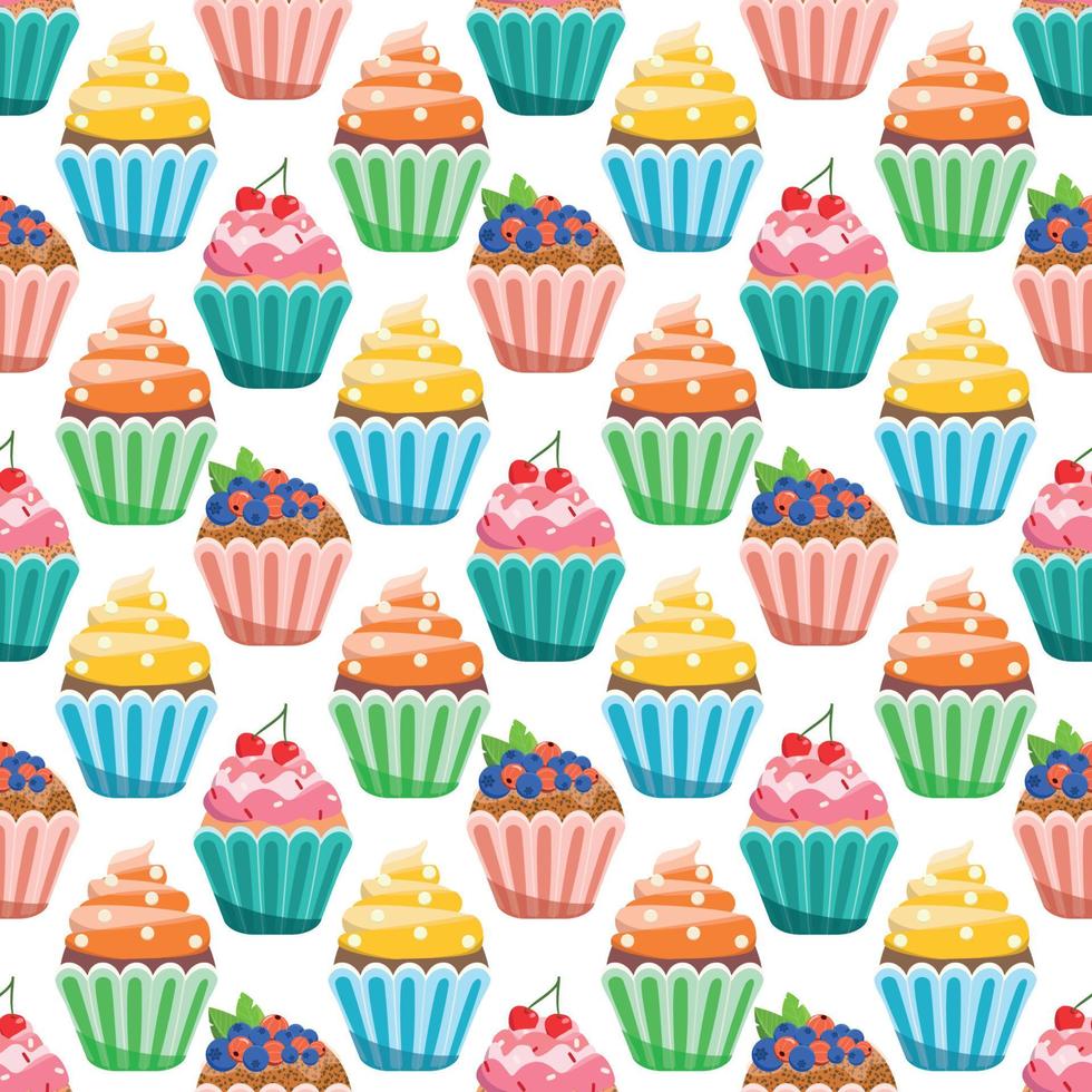 Delicious muffins. Seamless pattern vector