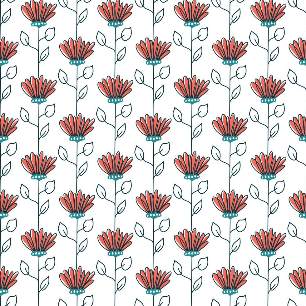 Flowers pattern scandinavian style. Texture with flowers and plants. Floral ornament. vector