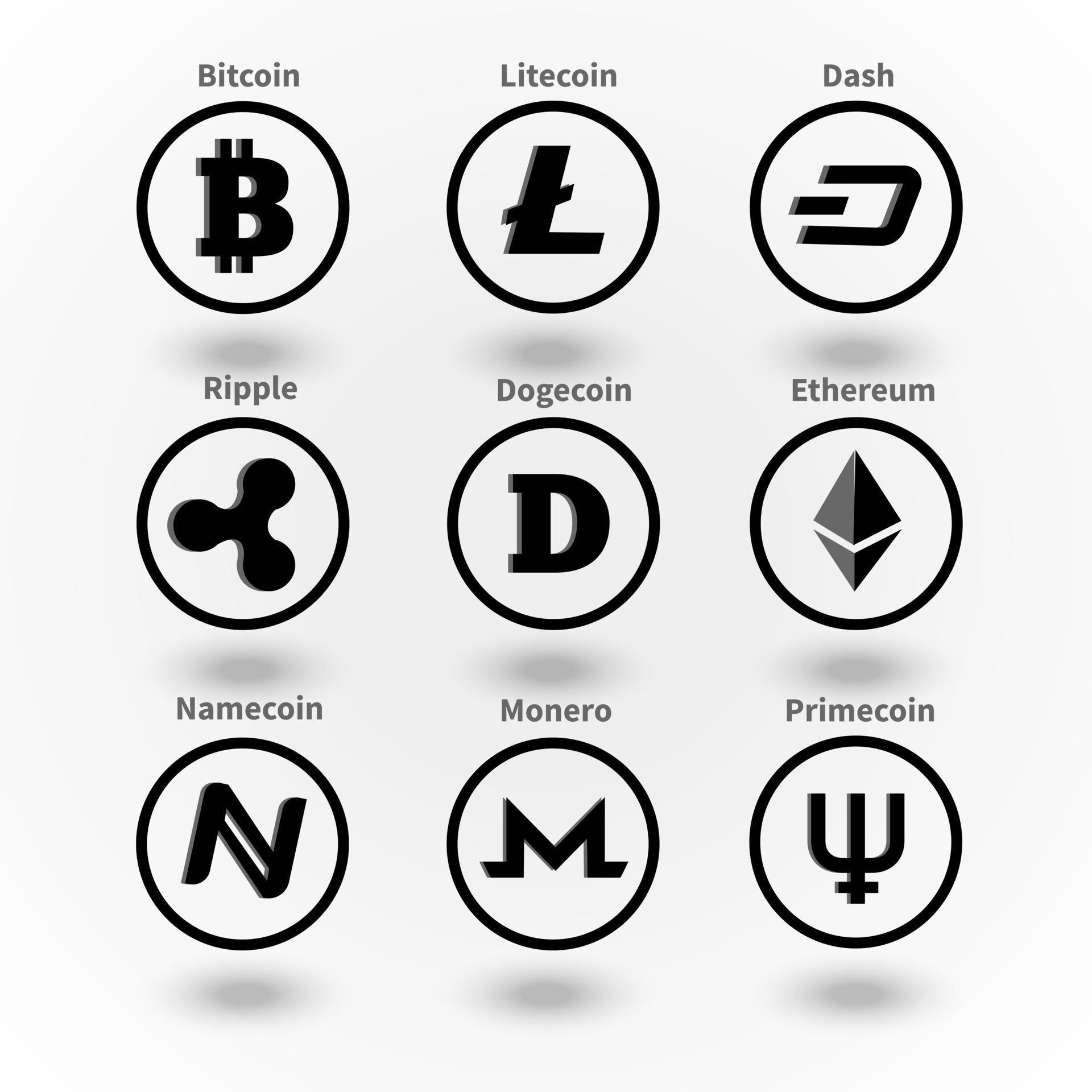 Black and White Cryptocurrency icon. Vector illustration. 5246716