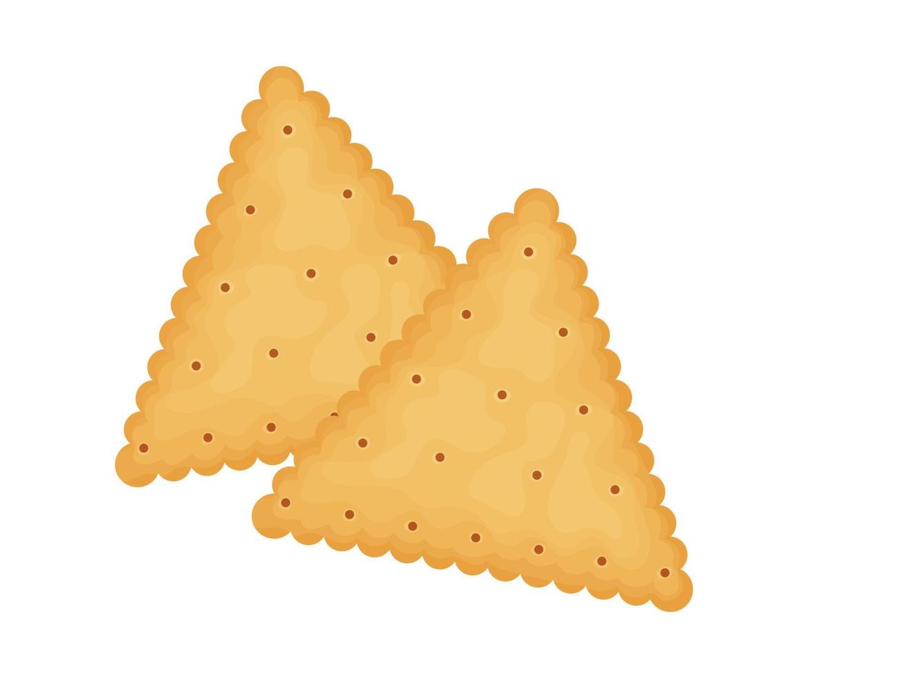 Triangular crackers. Two crackers. Illustration of food, snacks. Healthy snack. vector