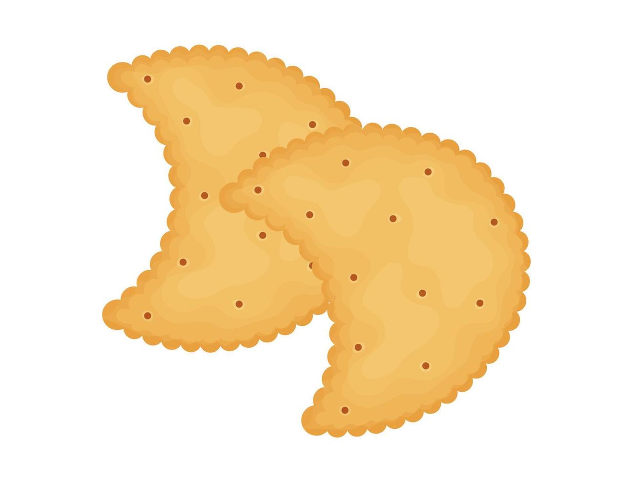 Moon-shaped crackers. Two crackers. Illustration of food, snacks. Healthy snack. vector