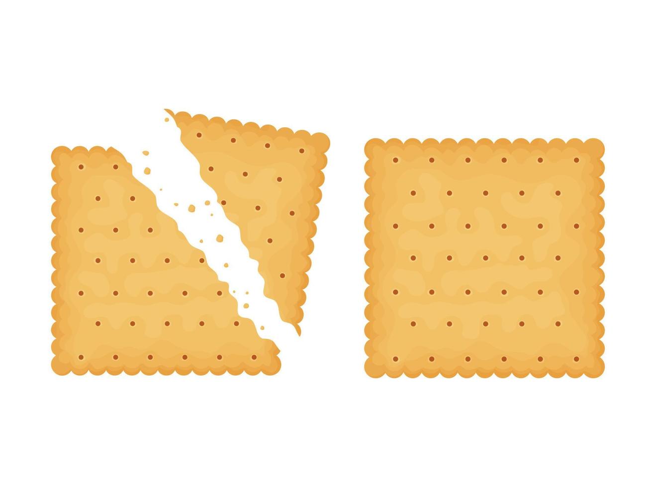 Square crackers. Two crackers. Illustration of food, snacks. Healthy snack. vector