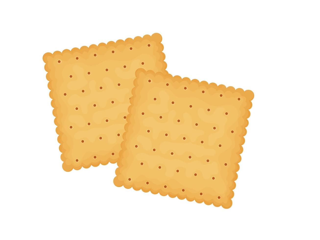 Square crackers. Two crackers. Illustration of food, snacks. Healthy