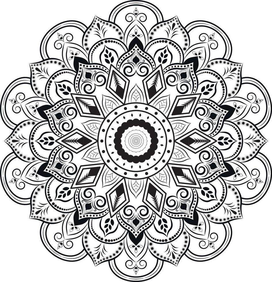diseño de mandala floral blanco y negro de lujo vector