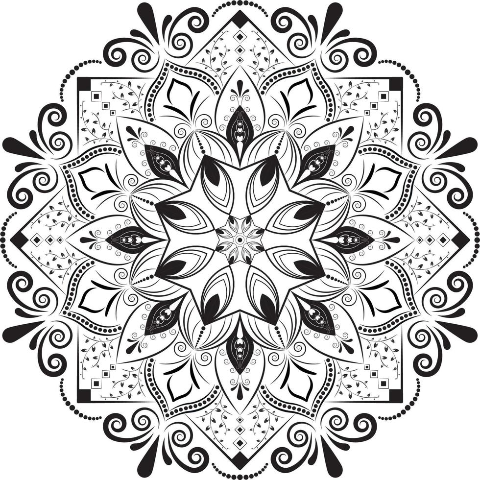 diseño de mandala floral blanco y negro de lujo, mandala decorativa vector