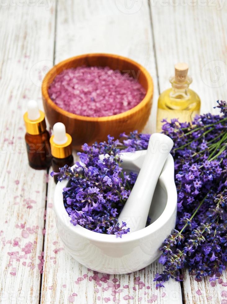 Spa products with lavender photo