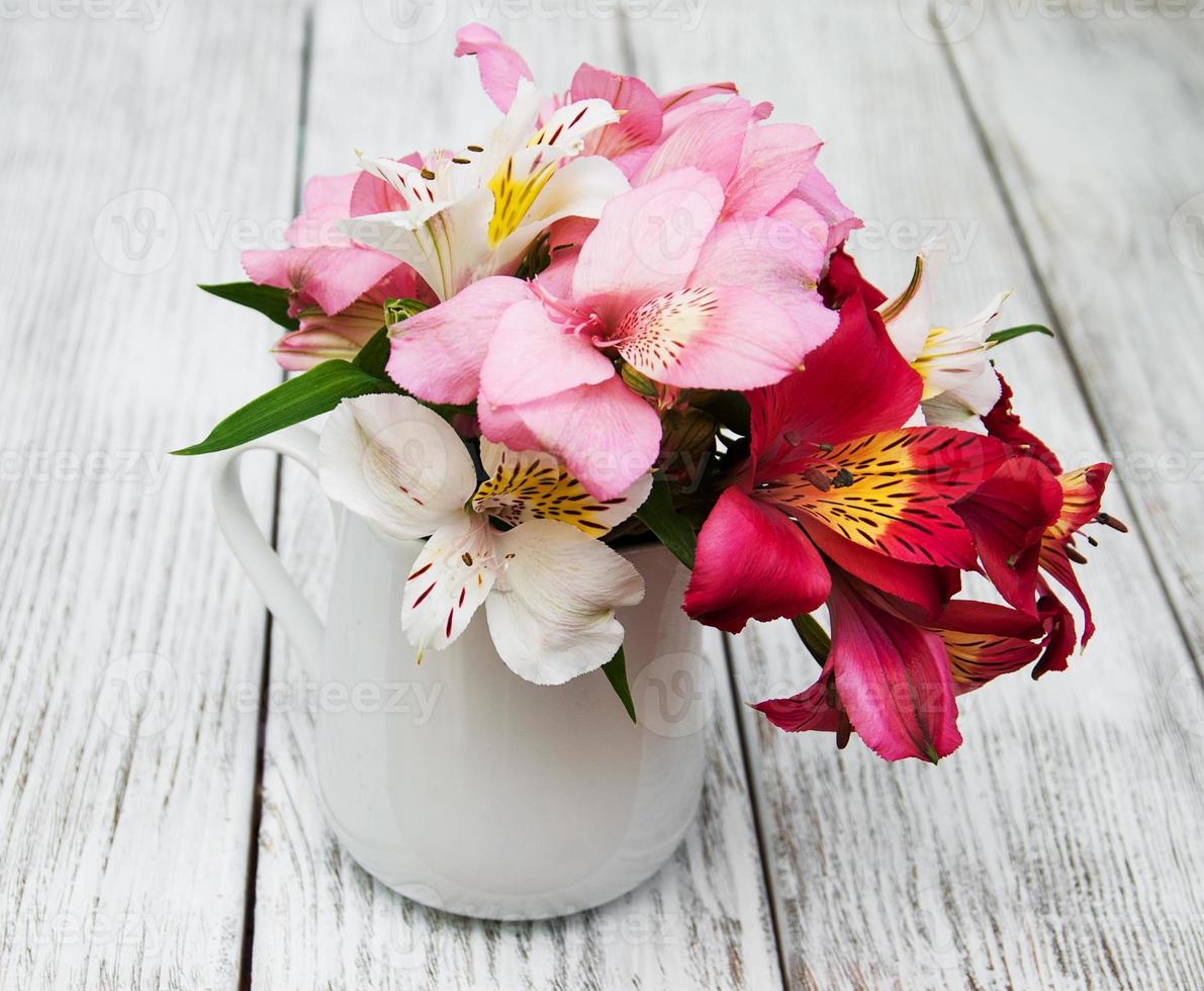 beautiful bouquet of pink alstroemeria photo