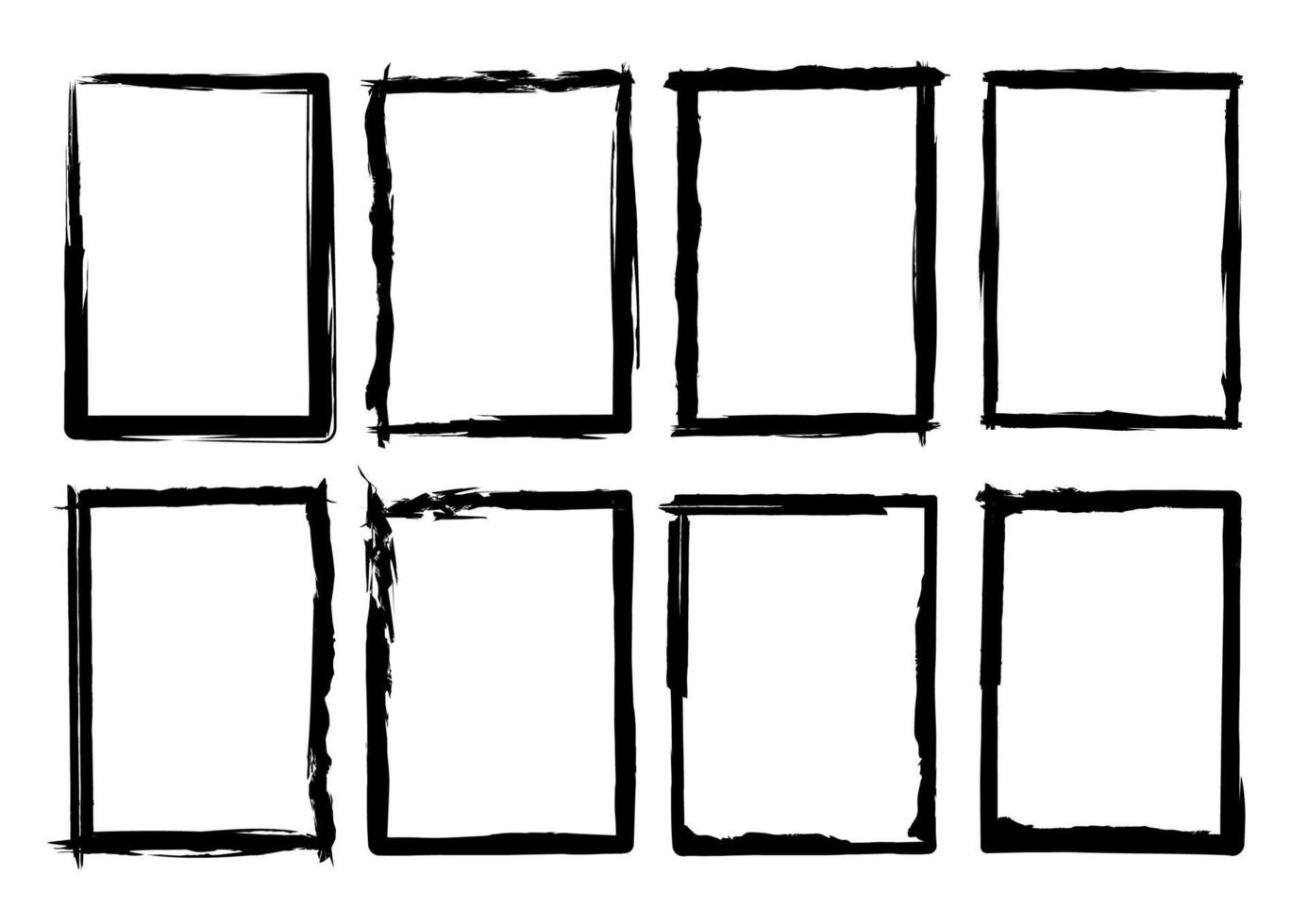 Isolated Rectangle Grunge Brush Border Frames Collection Set. Premium Vector