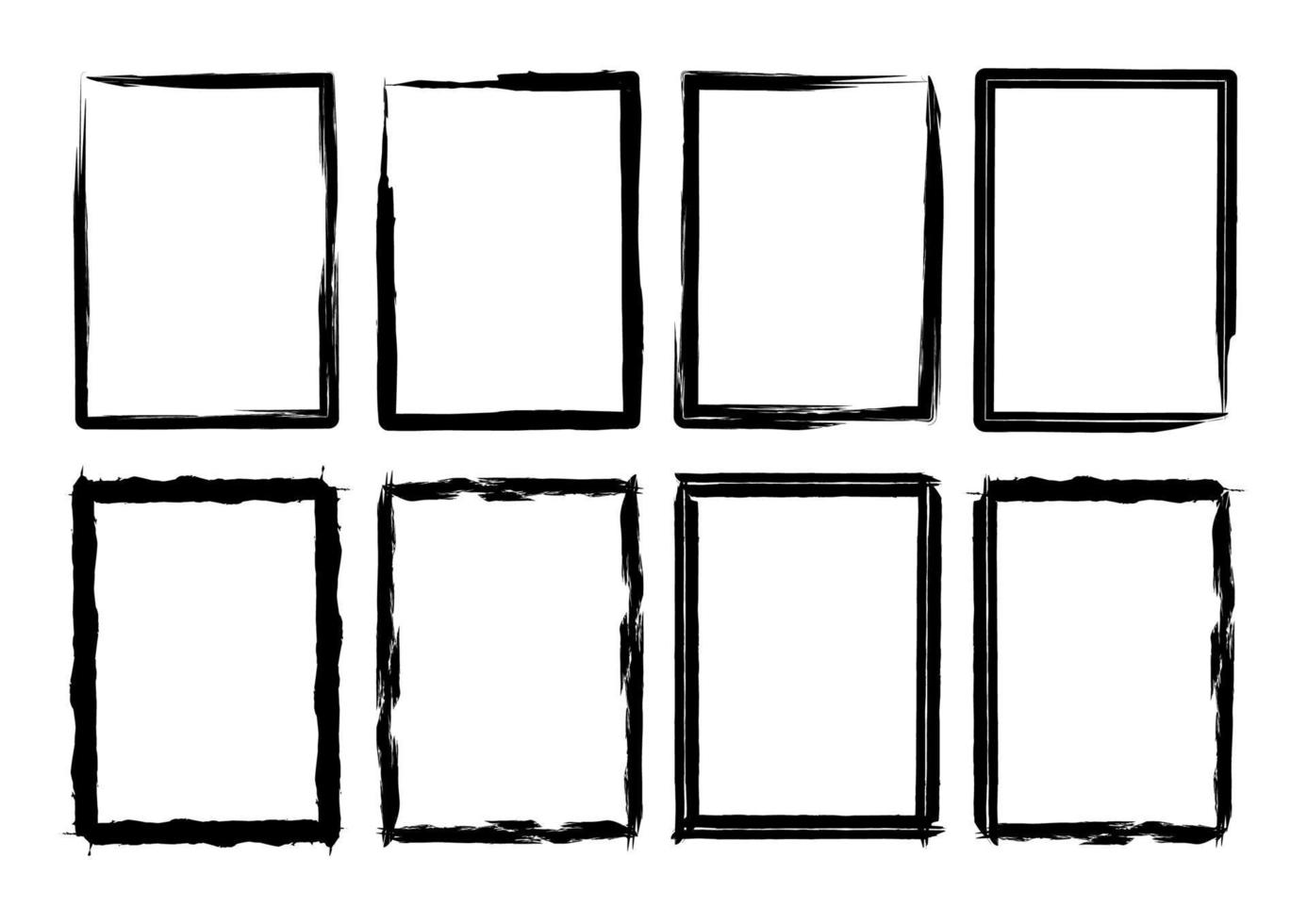 Isolated Rectangle Grunge Brush Boerder Frames Collection Set. Premium Vector