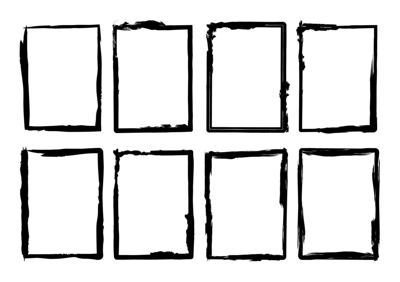 Isolated Rectangle Grunge Brush Border Frames Collection Set. Premium Vector