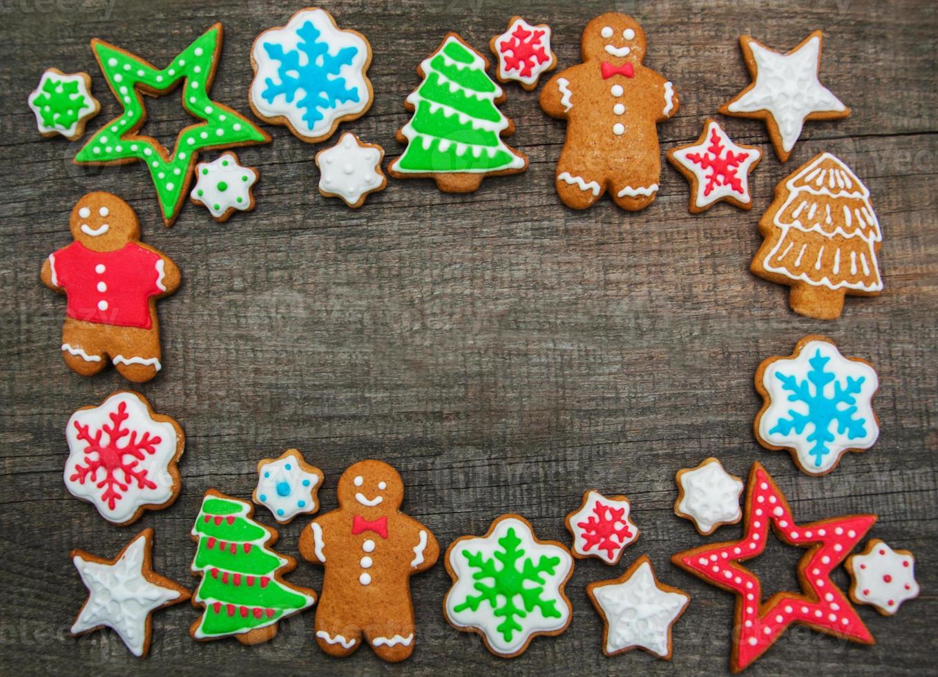 Christmas ginger and honey colorful cookies photo