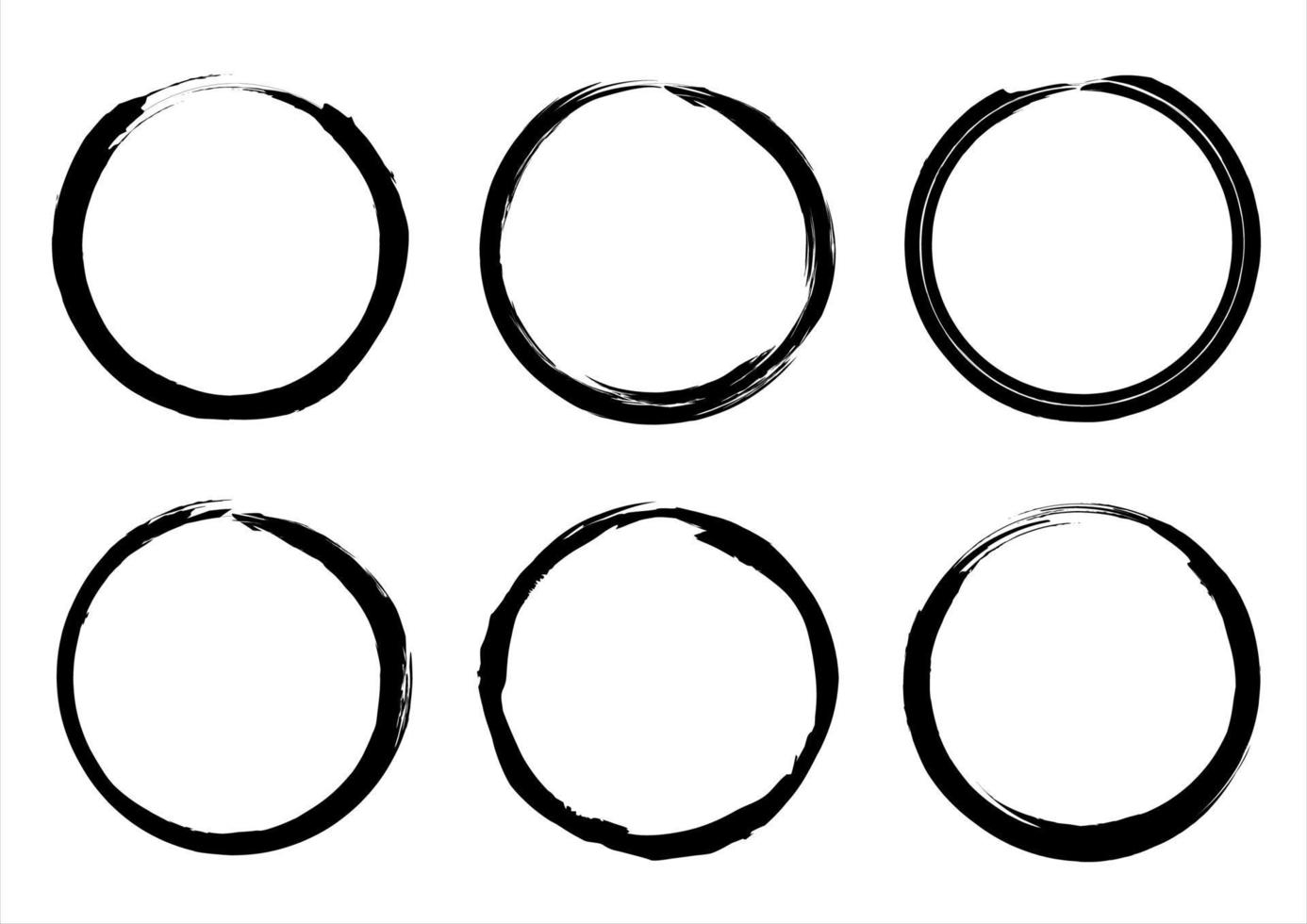 Isolated Circle Grunge Brush Border Frames Collection Set. Premium Vector