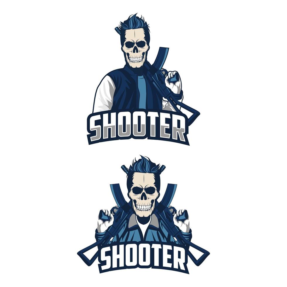 esport logo shooter skull vector