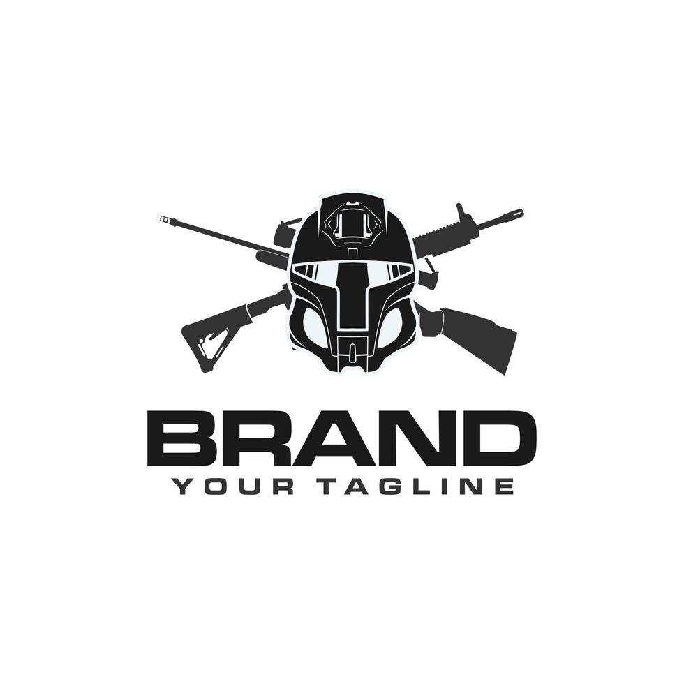 mask and weapon logo vector