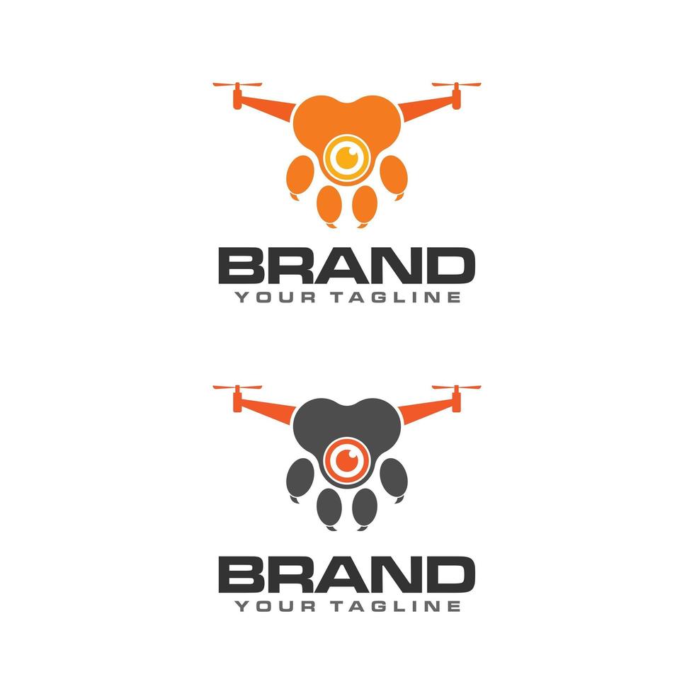 paw drone logo vector