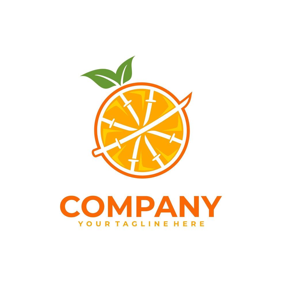 logo naranja y samurái vector