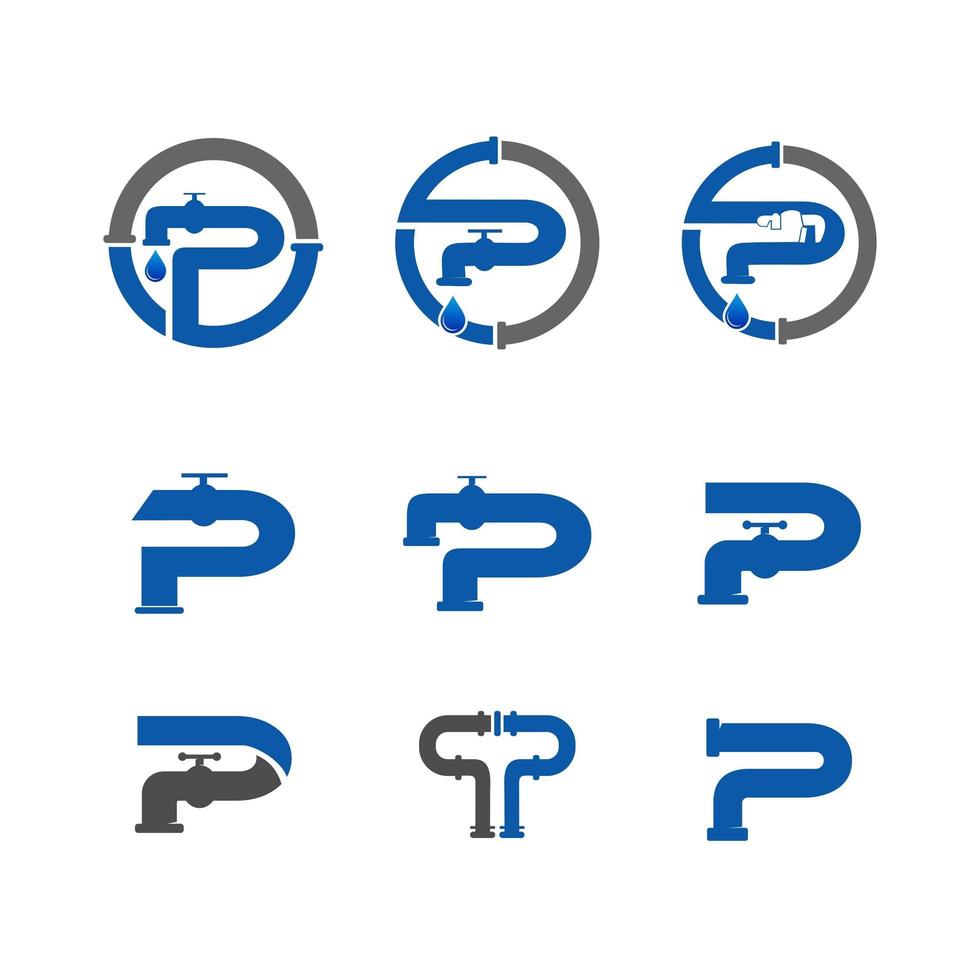 letter P plumbing logo vector