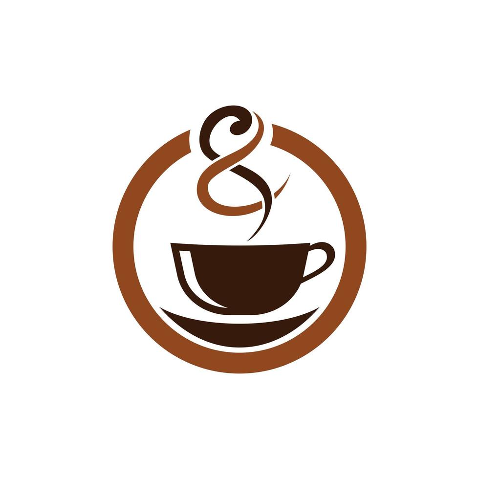 coffee with smoke symbol and logo vector