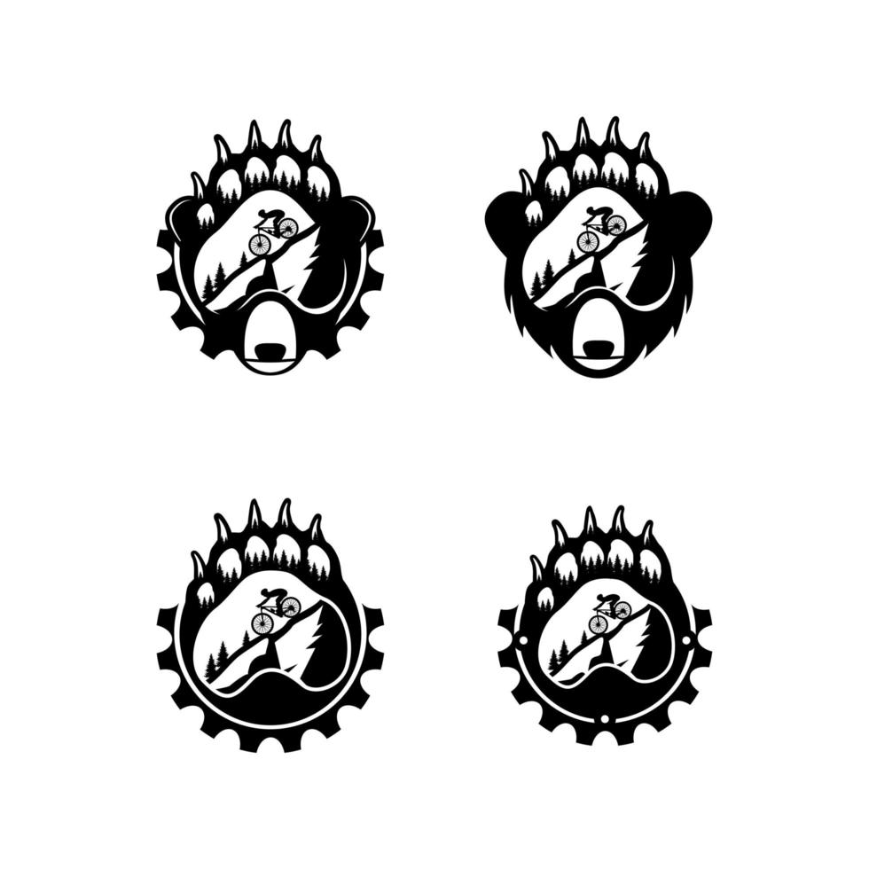 bear footprints and mountain bike sports vector