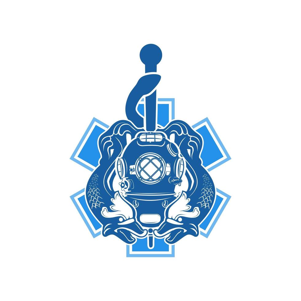health diving helmet logo vector