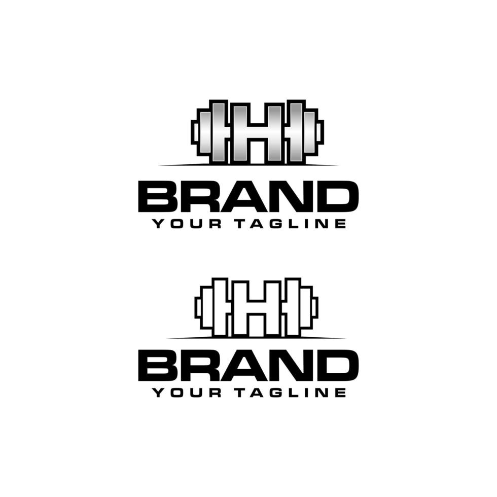 letter H barbell logo vector