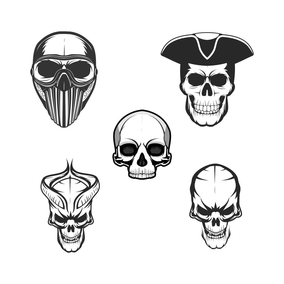 colección de cabeza de calavera de silueta vector