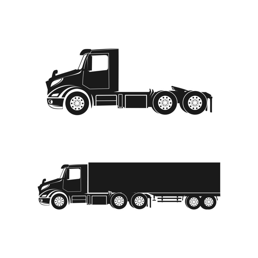 semi truck trailer silhouette vector