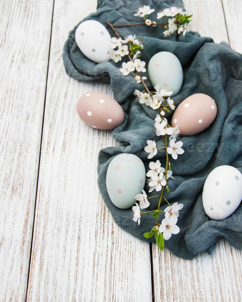 Easter eggs and spring  blossom photo