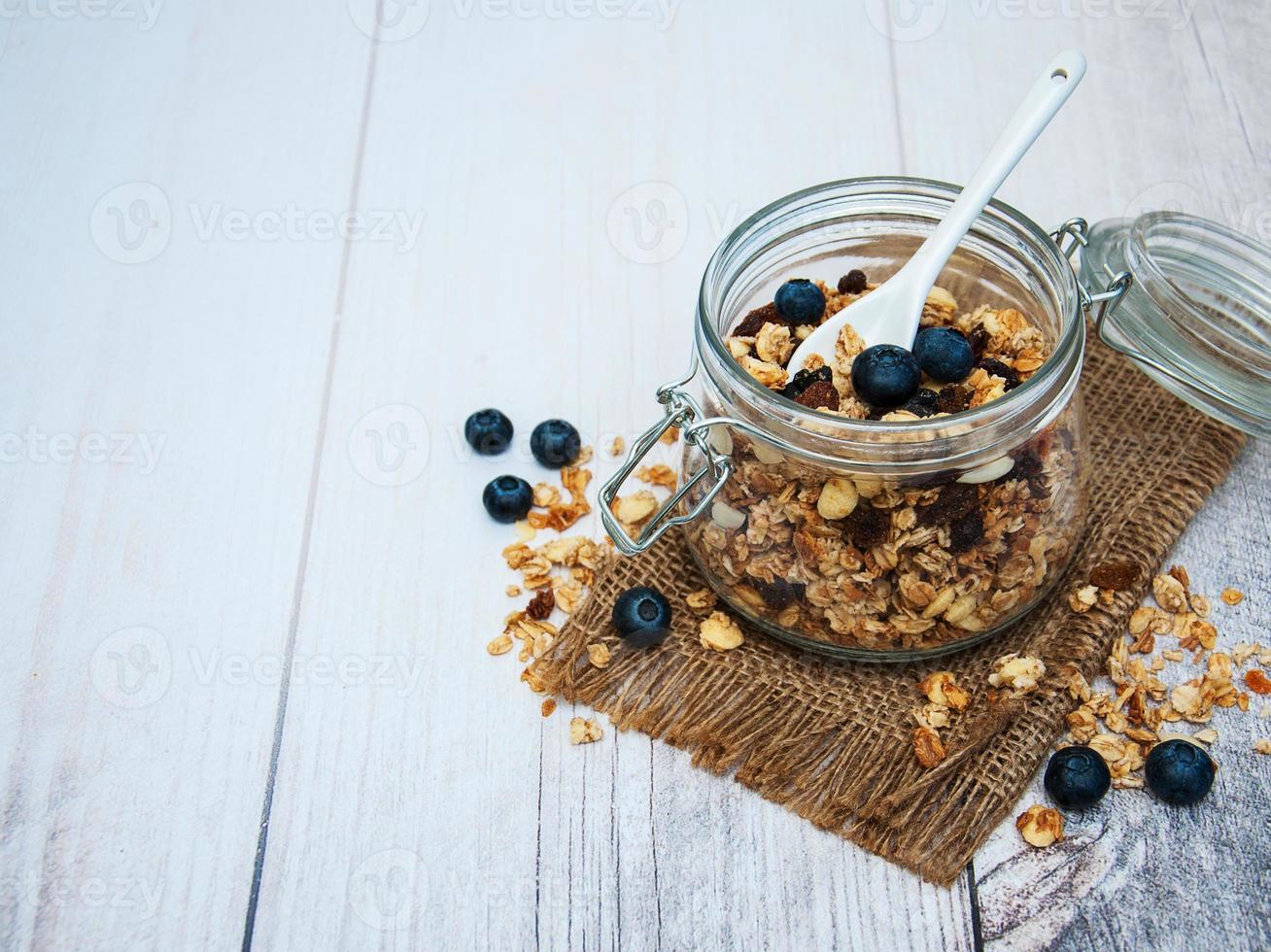 homemade granola in jar photo