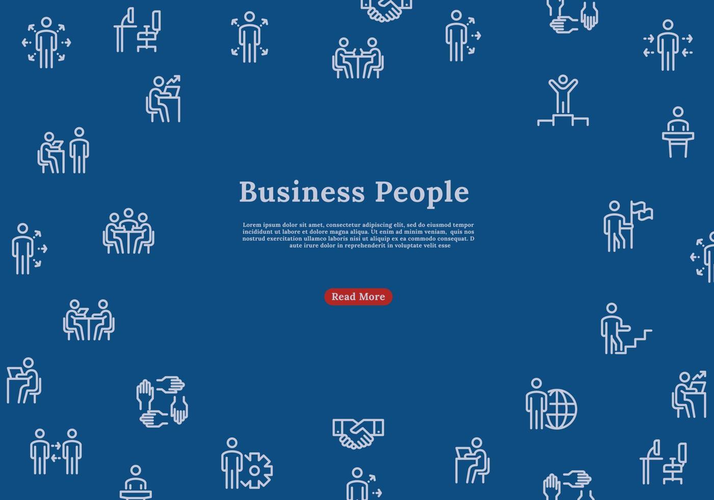 banner de gente de negocios con iconos de línea sobre fondo azul. ilustración vectorial vector