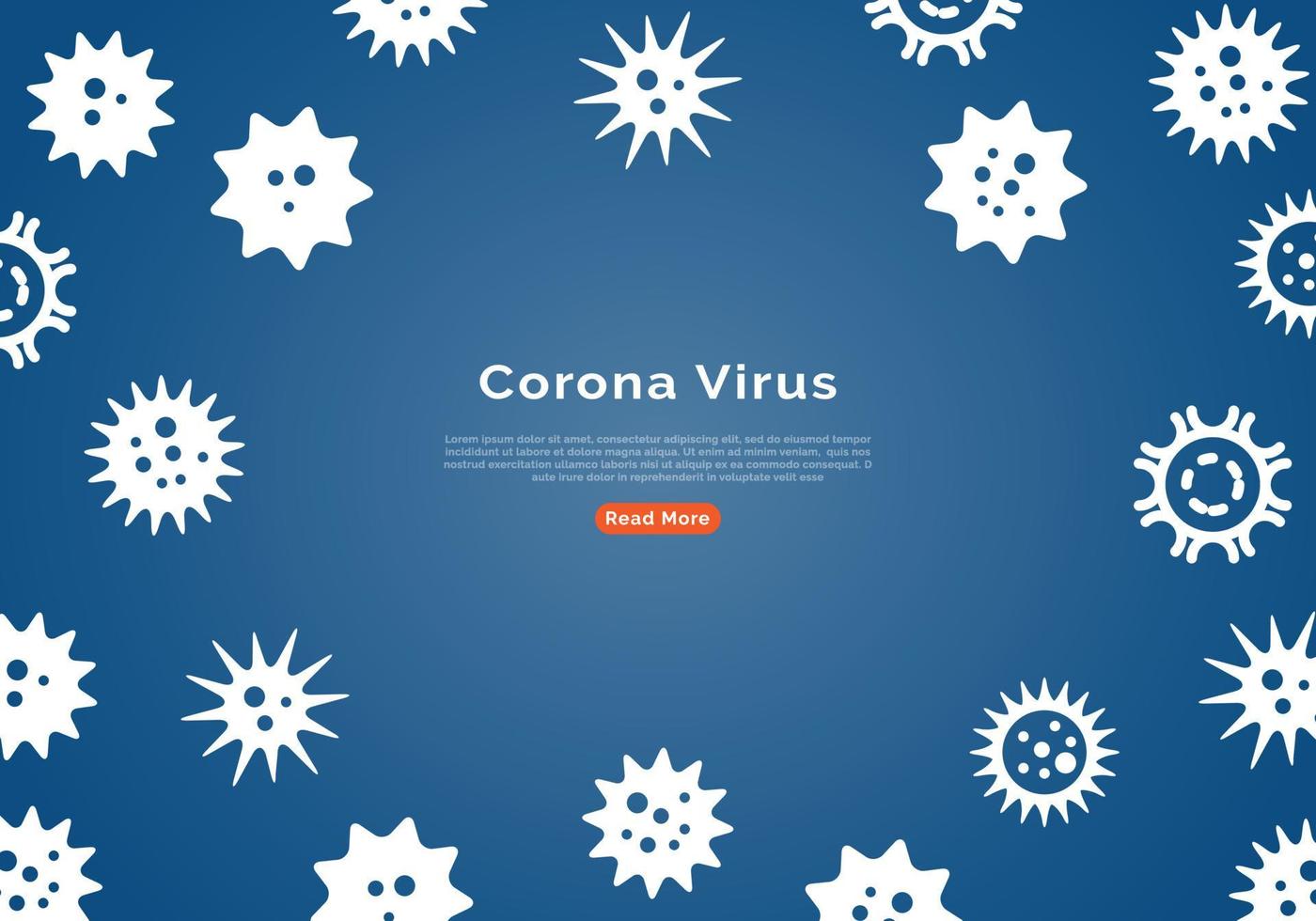 Corona Virus Banner With Line Icons on Blue Background. Minimal Design Vector Illustration