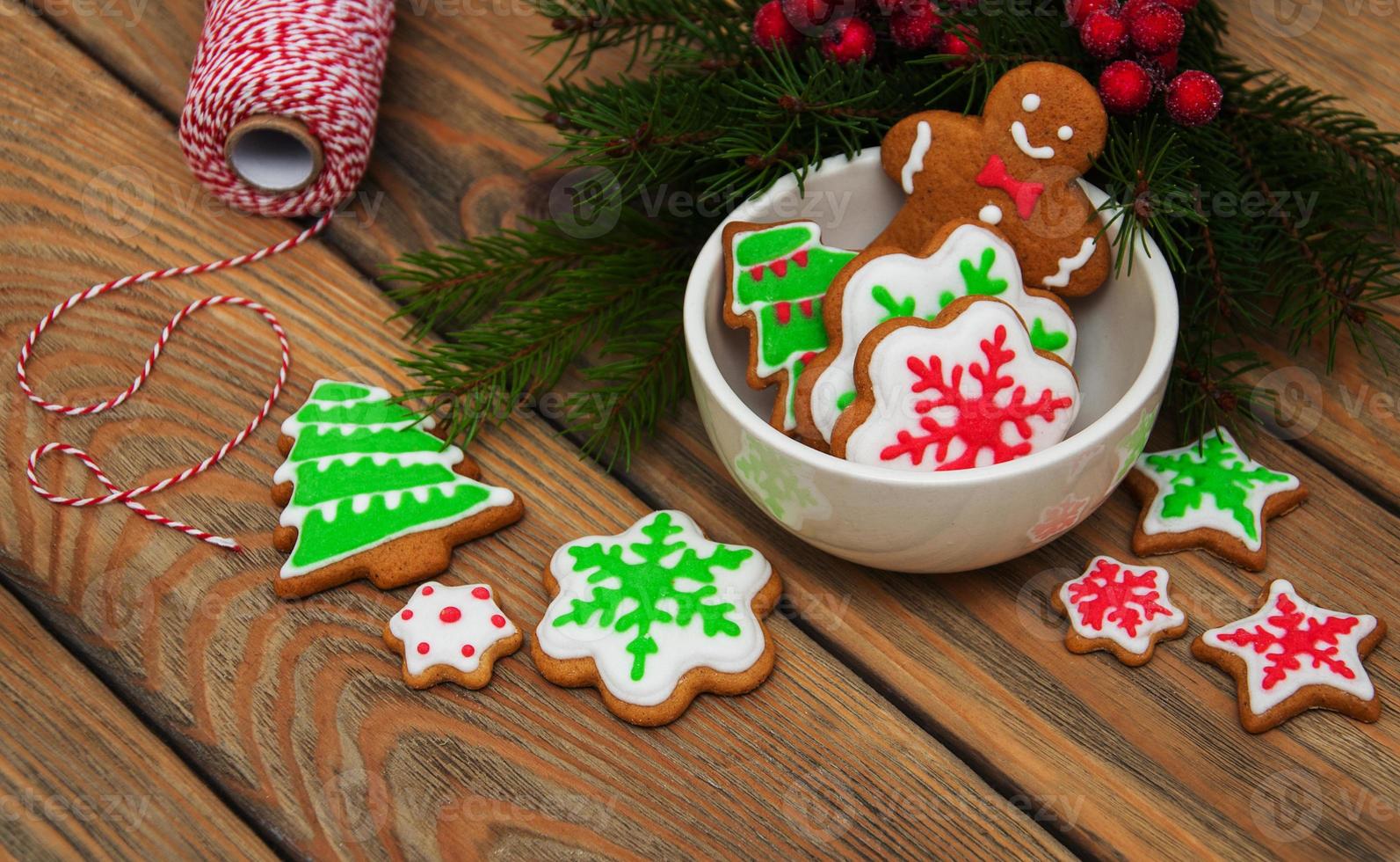 Christmas ginger and honey colorful cookies photo