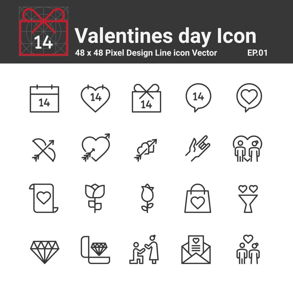 Valentines day Icons Vector , Symbol Perfect Design Simple Set For Using In Web site Infographics Logo Report , Line Icon Vector illustration