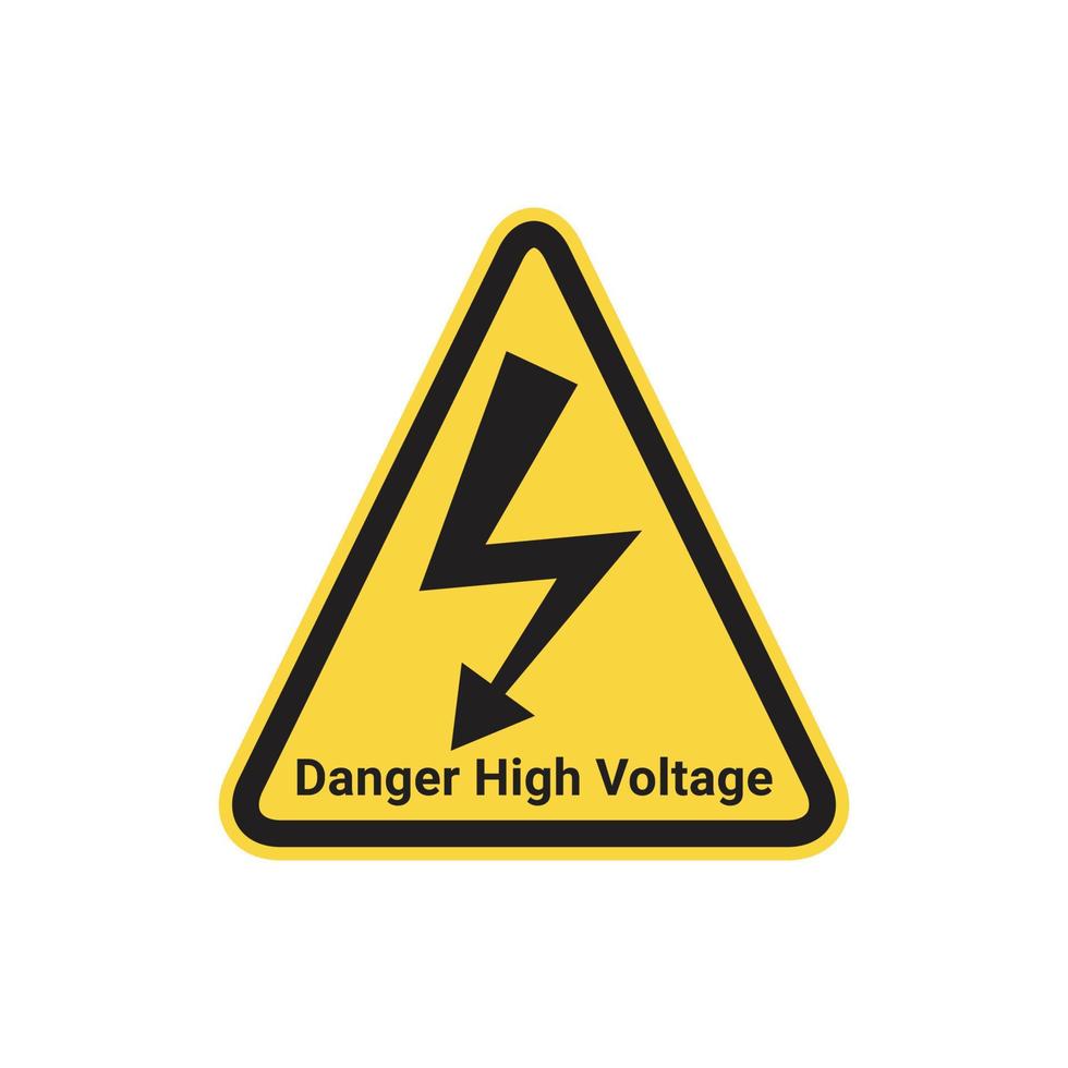 High Voltage Sign Danger Warning Symbol On White Background Vector Illustration