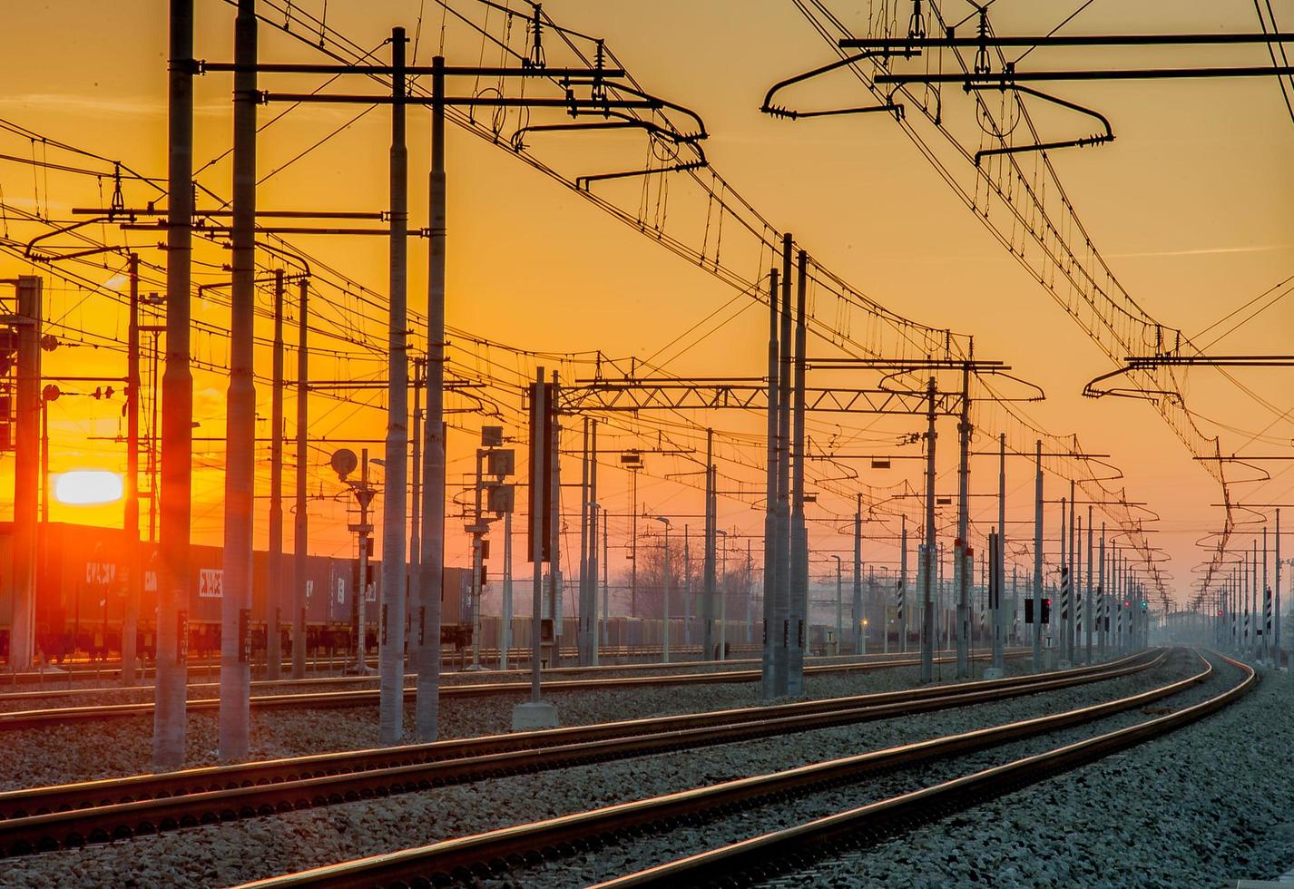 train station at sunset photo