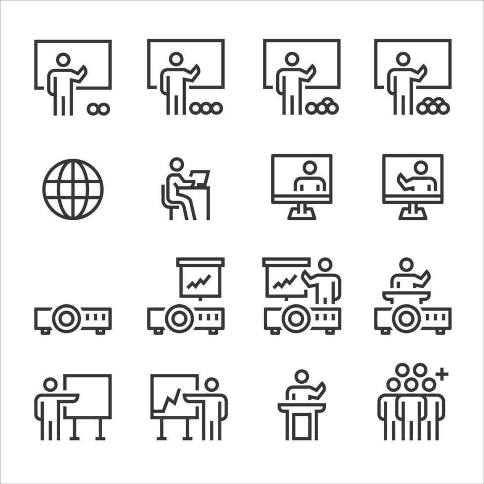 iconos de formación empresarial, símbolo de diseño perfecto conjunto simple para usar en el informe de logotipo de infografía de sitio web, ilustración de vector de icono de línea