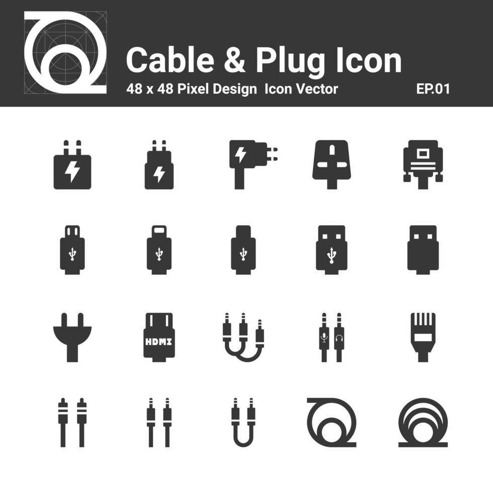 ilustración de vector de alambre de iconos de cable